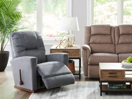 The Casey Rocking Recliner combines contemporary style with classic reclining comfort.