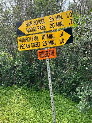 Sign along the trail next to the park