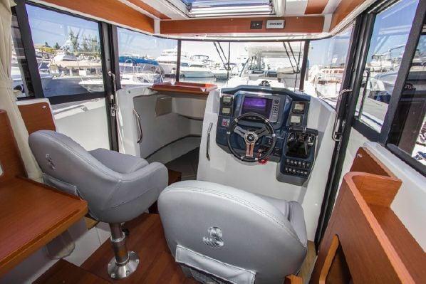 Barracuda 9 Interior. At the dock next to the Denison yacht Sales office.