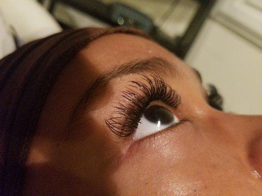 Lash enhancements with the Cat eye look.