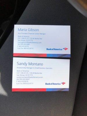 Maria Gibson and Sandy Montano business cards