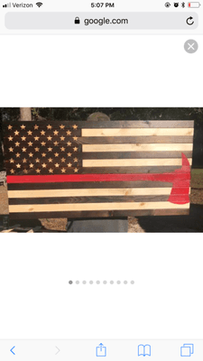 Thin red line metal flag with fire axe. I work at Nucor Steel Arkansas and I am a Volunteer Firefighter at Dell Fire Department. 5 by 10