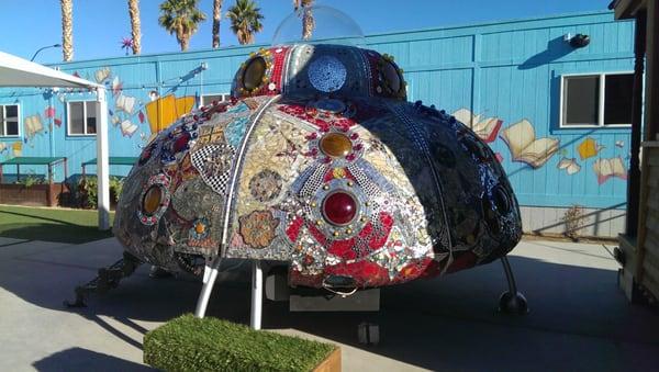 Spaceship made of recycled materials