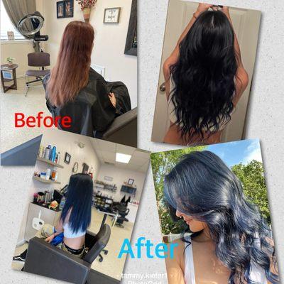 From red to black to blue balayage