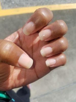 I love the way my natural finger nails were cut, filed, and polished. I will definitely be back.