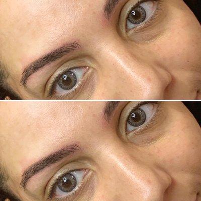 Micro-blading / Micro-shading combo brows, after touch up.