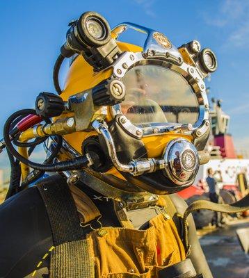 Commercial diver training at the 10th avenue pier in San Diego.