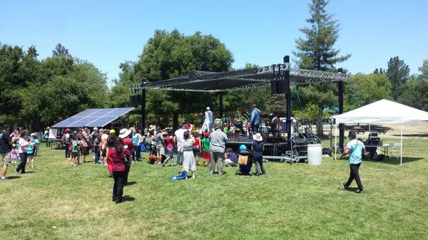 Solar powered large Stage with sound system.