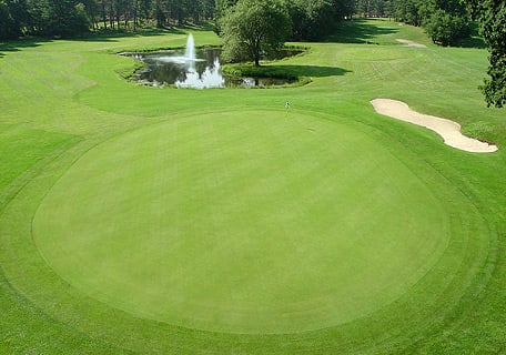 View of the 18th green from function hall.