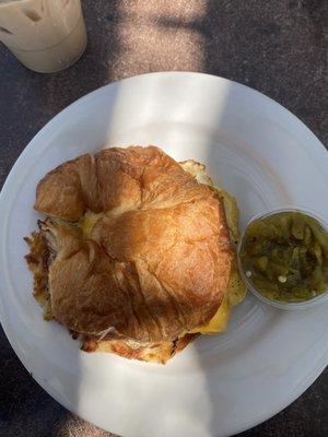 Breakfast sandwich with Green chili