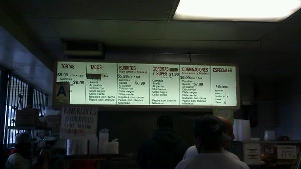 The menu