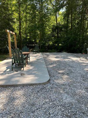 The concrete pad next to empty RV spot