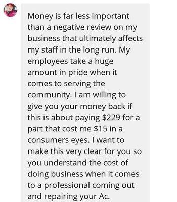 In his own words. Beware of this business.