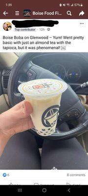 Innocent boba post in a Facebook restaurant review group