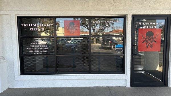 Exterior window and signage.