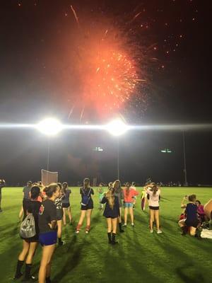 Fireworks for the 4th of July right outside the gym.