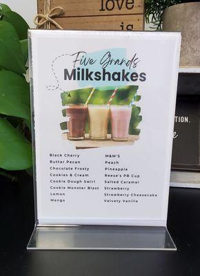 Milkshake flavors