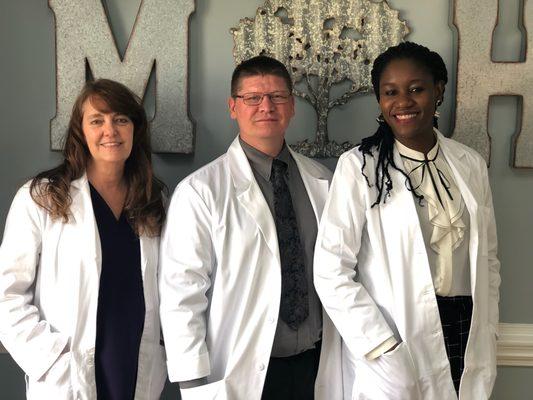 The Clinical Staff.  
 Left- Laura Swango, RN IBCLC.  Center - Jarold "Tom" Johnston CNM, IBCLC
 Right - Elsie Ogbonna Nurse Manager