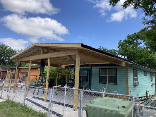 Addition of porch on house