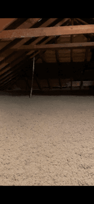 Our attic after the insulation was blown in