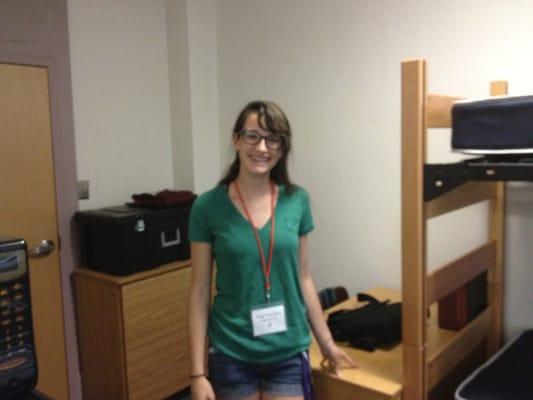 Her first dorm room