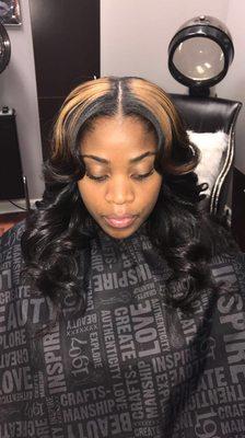 Sew-in with a small leave out