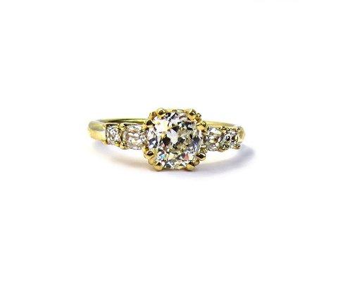 Custom Mine Cut Diamond Engagement Ring