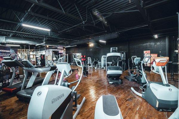 Upstairs "New Equipment" showroom. Group & personal training room.