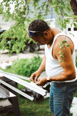 Working on installing a metal roof!