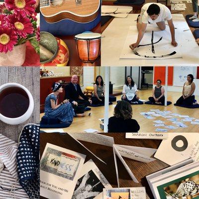 We offer Contemplative Creativity Labs and Community Circles - a mix of Dharma Art and community crafts and arts.