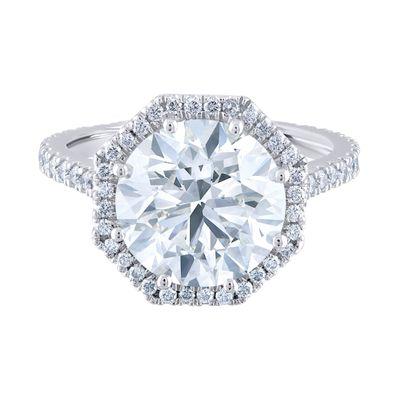 Platinum Diamond Octagon Halo with a 4.00ct Round Brilliant Cut