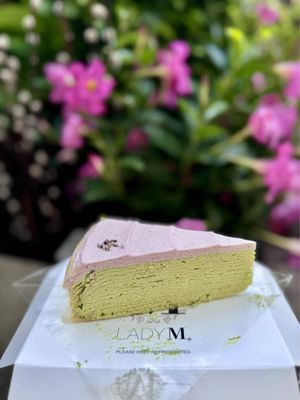 Slice of Lavender Matcha Mille Crepe