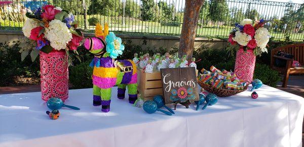 Fiesta baby shower. The party favor area