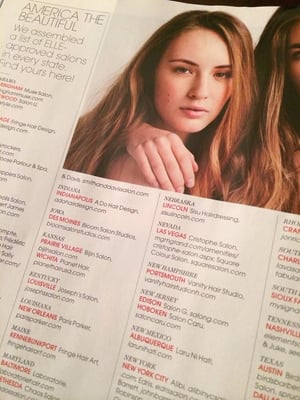 yea, we are famous :)   august 2014 Elle magazine decided to name us top 100 salons in America, SO proud of my amazing TEAM