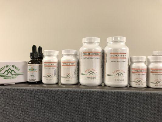 Vitamins and supplements by Nutriwest sold  At Petersen Chiropractic