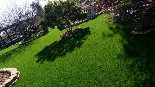 Artificial turf home installation.