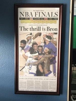 LA Times Sports page. Lakers championship.