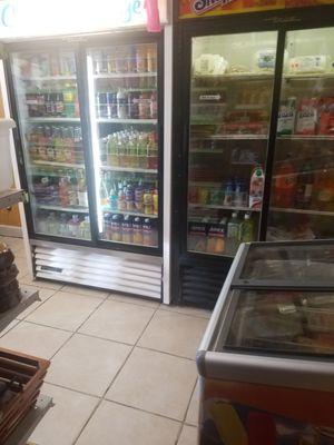 Refrigerated section inside the store.