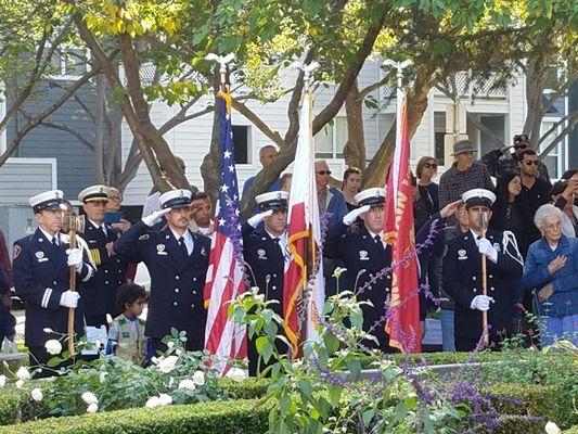 MVFD Performs Honors at MV Memorial led by Capt. Corey DeMers.