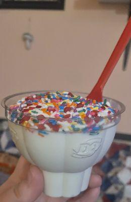 Medium vanilla with sprinkles