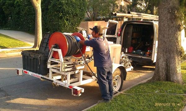 Hydro jetting main sewer line