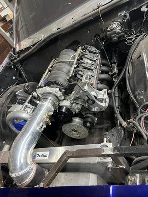 This is a ls swap we're putting in a Malibu