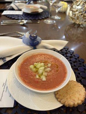 Heirloom Tomato Soup and buttery cheddar crackers