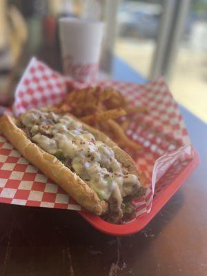 Super Cheese Steak and fries combo