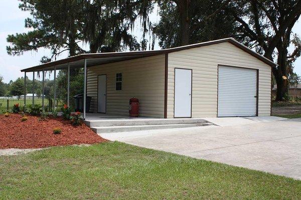 18x25x9 Garage with a 12x25 attached lean-to.