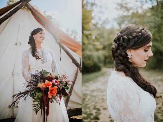 Alison Sileo's work on my hair for my wedding this past September at Fire Light Camps in Ithaca, NY.