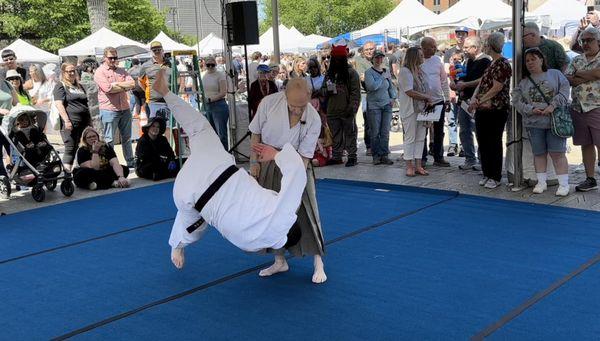 Roy Goldberg Shihan demonstrating waza with uke Charlie Siegel at the Nashville Cherry Blossom Festival in Tennessee