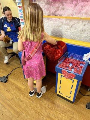 Getting her bear a heart