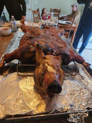 Whole pig cooked, 60 lbs