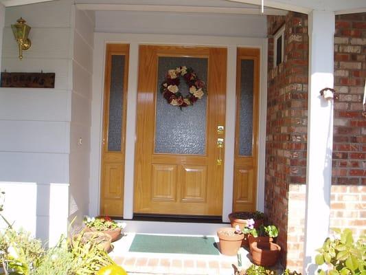 Oak Front Entry with Frosted Glass